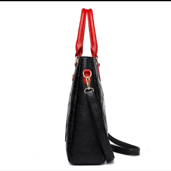 NEW DESIGNER INSPIRED Letter Leather Handbag & Matching Clutch - Picture 5 of 14